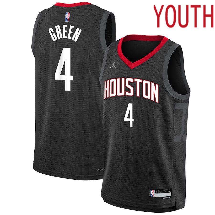Youth Houston Rockets #4 Jalen Green Jordan Brand Black 2022-23 Swingman NBA Jersey->youth nba jersey->Youth Jersey